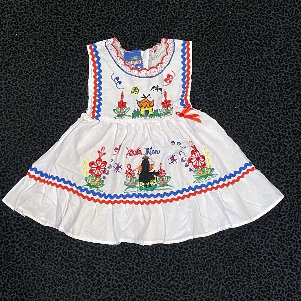 Girls Sundress Toddler Handmade Embroidered 6M Summer Costa Rica